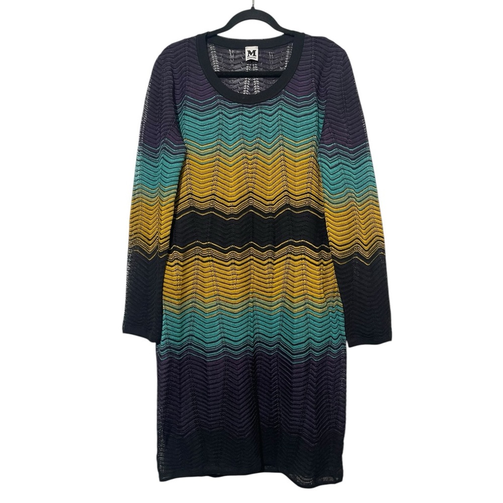 M Missoni Multicolored Wave Texture Knit Long Sleeve Dress Size M - Picture 7 of 13